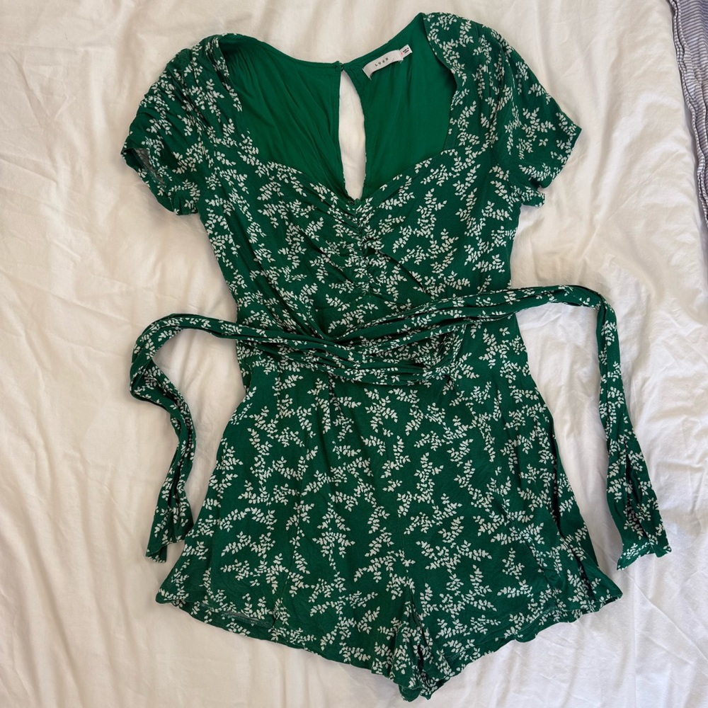 Lush Green Floral Romper